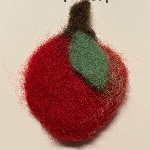 Apple, needle-felted 100% wool brooch, 2” Handcrafted